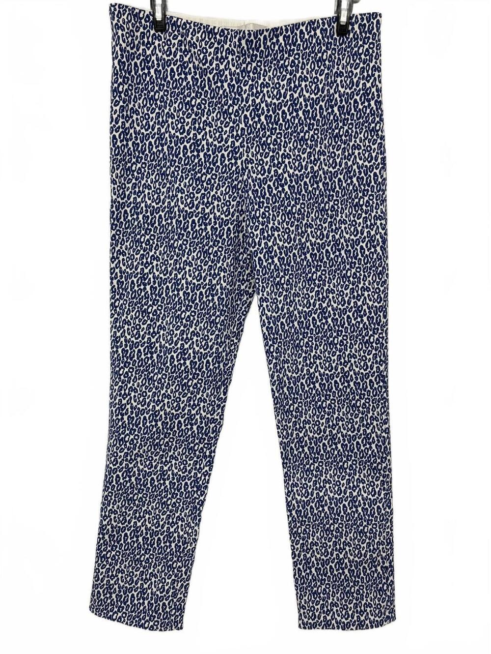 Sara Campbell Women's Blue and White Leopard Print Stretch Pants Medium